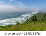 Small photo of Typical landscape along the oregonian portion of the US 101. Pacific ocean, cliffs, beaches, rocky shores