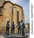 Small photo of Condom, France - May 23rd 2021: Statues of the Three Musketeers (actually 4) in front of Condom Cathedrale in the South of France (Gers)