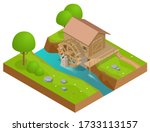 Isometric Wooden Water Mill....