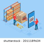 isometric smart warehouse... | Shutterstock .eps vector #2011189634