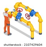 isometric valves and piping ... | Shutterstock .eps vector #2107429604