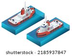 Isometric Tugboat. A Tugboat Or ...