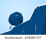 businessman pushing huge stone... | Shutterstock .eps vector #678381757