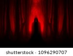 scary ghostly figure in haunted forest, halloween nightmare scene