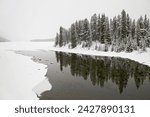Small photo of Malign river and malign lake in winter, jasper national park, unesco world heritage site, alberta, canada, north america