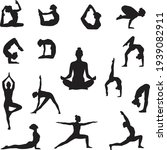 silhouettes of woman doing yoga ... | Shutterstock .eps vector #1939082911