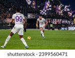 Small photo of Rome, Italy 10th December 2023: Cristiano Biraghi of ACF Fiorentina gestures during the Italian Serie A 2023-24 football match between AS Roma vs ACF Fiorentina at the Olimpico Stadium