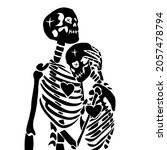 kissing skull.skeleton in love... | Shutterstock . vector #2057478794