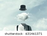 surreal man heads in the clouds