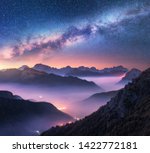 Milky Way Over Mountains In Fog ...