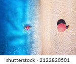 Aerial View Of A Woman Swimming ...