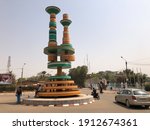 Small photo of Ouagadougou, Burkina Faso - February 9, 2020: Place des Cineastes (Filmmakers Square), with the monument dedicated to African filmmakers, designed by architect Ali Fao and urbanist Ignace Sawadogo.