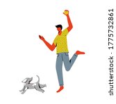 man playing with dog. human and ... | Shutterstock .eps vector #1775732861