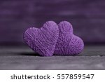 Love hearts on wooden texture background, valentines day card concept. original heart background.