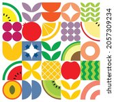 geometric summer fresh fruit... | Shutterstock .eps vector #2057309234