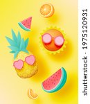 tropical fruits in cute 3d art... | Shutterstock .eps vector #1975120931