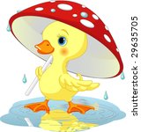 Cute Duckling  Wearing Rain...