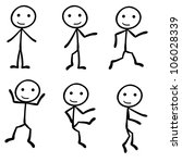 six different stick figure with different pose - stock vector