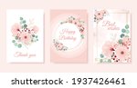 Set Of Greeting Cards. Flower...
