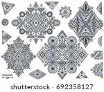 set of seven tribal art boho... | Shutterstock .eps vector #692358127