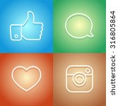 beautiful contour social icons... | Shutterstock .eps vector #316805864