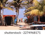 Small photo of Kralendijk, Bonaire - February 24, 2023: The entrance to Jibe City, this windsurf center is located on the east coast of Bonaire in the nature reserve Lac Bay. The bar is popular in Sorobon beach.