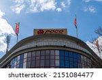 Small photo of Berlin 2022: Poco is a German furniture discounter. View of the entrance to the store in Kreuzberg.