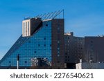 Small photo of Berlin Neukolln 2023: The Estrel Berlin, Europe’s largest convention, entertainment, and hotel complex. The name of the hotel comes from the shortening of the name of the owner, Ekkehard Streletzki.