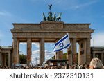 Small photo of Berlin Germany October 8, 2023: About 2000 people came to the solidarity rally at the Brandenburg Gate against Hamas attacks on Israel. The German-Israeli Society (DIG) had called for this.
