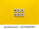 Small photo of January 16, MLK Day, Martin Luther King Day, minimalistic banner with the inscription in wooden letters