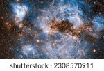 Small photo of Stellar nursery within the Large Magellanic Cloud. Hubble Space Telescope snaps satellite galaxy bursting with star formation. Milky Way's satellite galaxies. Elements of this image furnished by NASA.