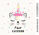 cute cat unicorn illustration... | Shutterstock .eps vector #1126288361