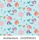 little cute mermaids with sea... | Shutterstock .eps vector #1423950101