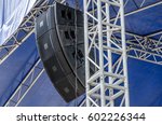 Concert sound system on metal structures at height outdoor 