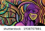 colourful psychedelic line art... | Shutterstock .eps vector #1938707881