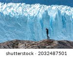 A woman on the rock, Perito Moreno Glacier