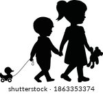 big sister and little brother... | Shutterstock .eps vector #1863353374