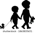 big brother and little brother... | Shutterstock .eps vector #1863835651