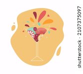 wine glasses. doodle style... | Shutterstock .eps vector #2107375097