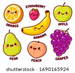 cute cartoon fruits with funny... | Shutterstock .eps vector #1690165924