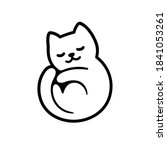 cute cartoon cat logo  sleeping ... | Shutterstock .eps vector #1841053261