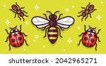 cartoon insects illustration on ... | Shutterstock .eps vector #2042965271