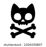 cute cartoon cat skull and...