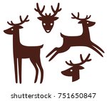 Cartoon Deer Silhouette Set....