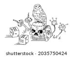 mystical composition with owl... | Shutterstock .eps vector #2035750424