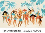 beach party. young people in... | Shutterstock .eps vector #2132876901