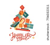 new year's card with a... | Shutterstock .eps vector #756032311