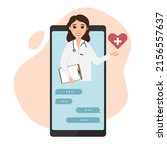 female doctor through the phone ... | Shutterstock .eps vector #2156557637