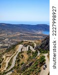 Small photo of Hairpin bends near the mountain village Menetes on the Greek island Karpathos, Greece