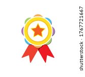 colorful rosette with ribbon.... | Shutterstock .eps vector #1767721667